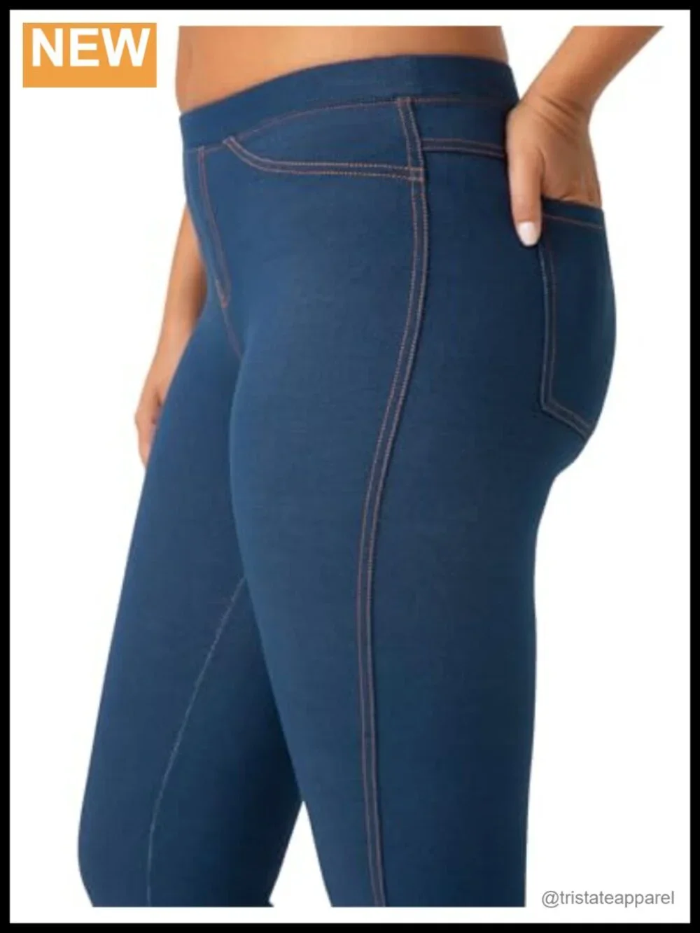 Stretch Denim Leggings with Pockets - High Rise